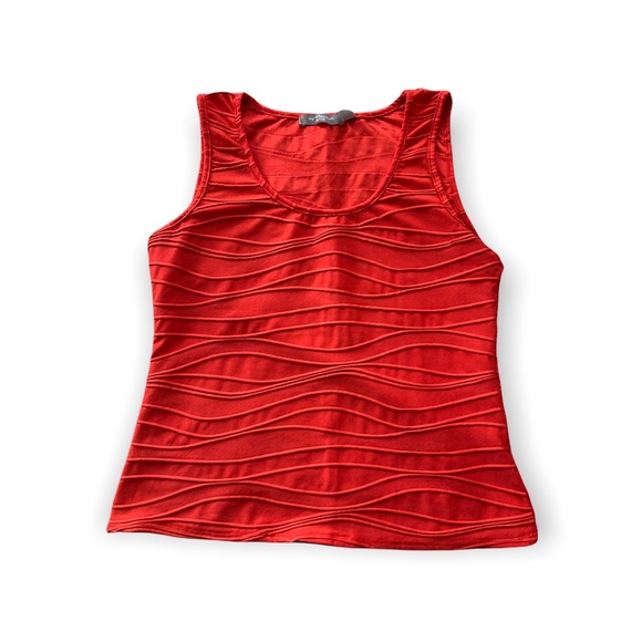 Vintage 90s Wavy Stretch Tank Lightweight Red Petite Medium - Picture 8 of 8